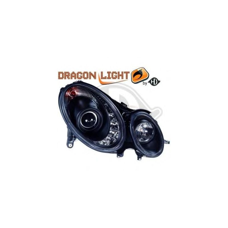 phares à LED diurnes, DragonLights, noir     W211,