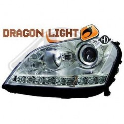 phares à LED diurnes, DragonLights, chrome       MERCEDES W164, 