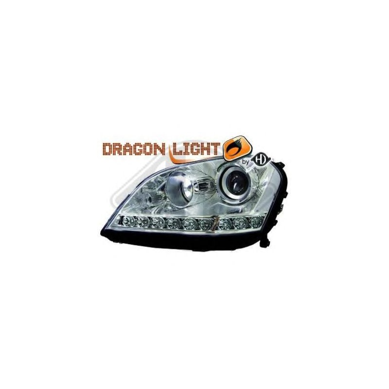 phares à LED diurnes, DragonLights, chrome       MERCEDES W164, 