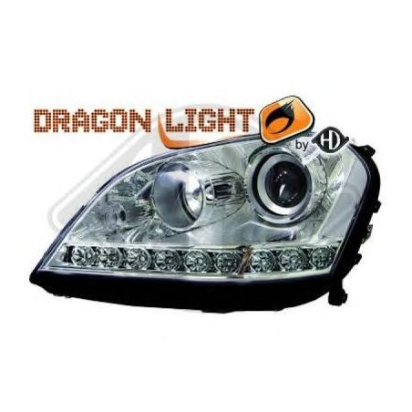 phares à LED diurnes, DragonLights, chrome MERCEDES W164, phares à LED diurnes, DragonLights, chrome MERCEDES W164,