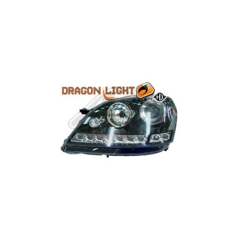 phares à LED diurnes, DragonLights, noir       MERCEDES W164, 