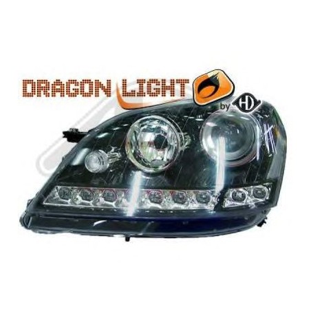 phares à LED diurnes, DragonLights, noir MERCEDES W164, phares à LED diurnes, DragonLights, noir MERCEDES W164,
