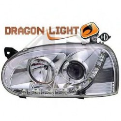 phares à LED diurnes, DragonLights, chrome     GOLF 3