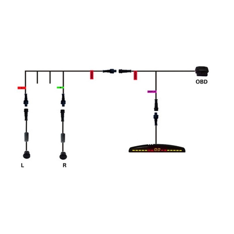 Front parking assistance (OBD 2) with LED Display and 2 Sensors