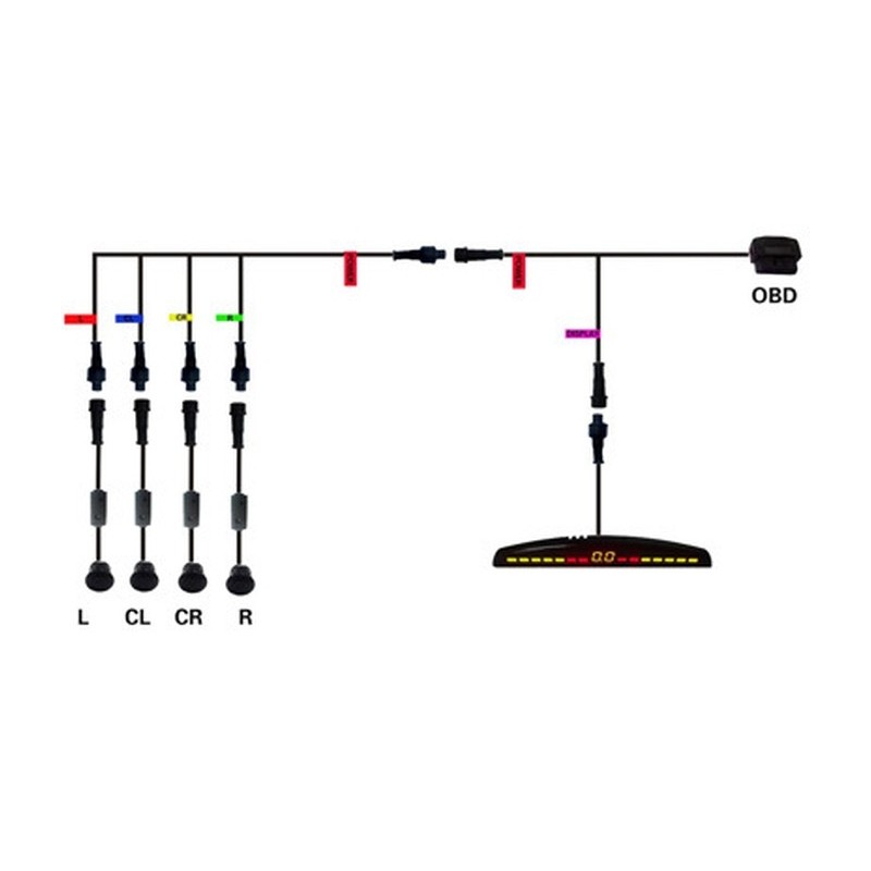 Front parking assistance (OBD 2) with LED Display and 4 Sensors