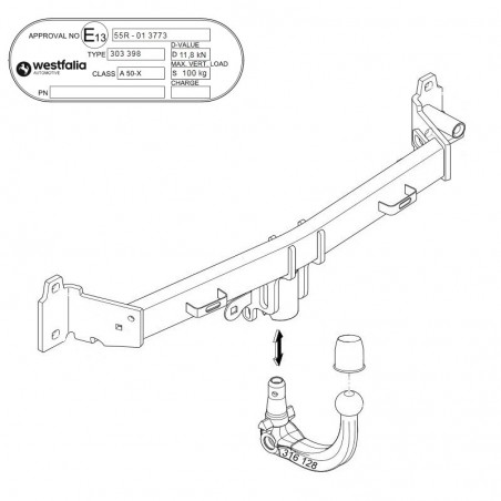 WESTFALIA Attelage de remorque A40V pour BMW 5 SERIES F11 TOURING