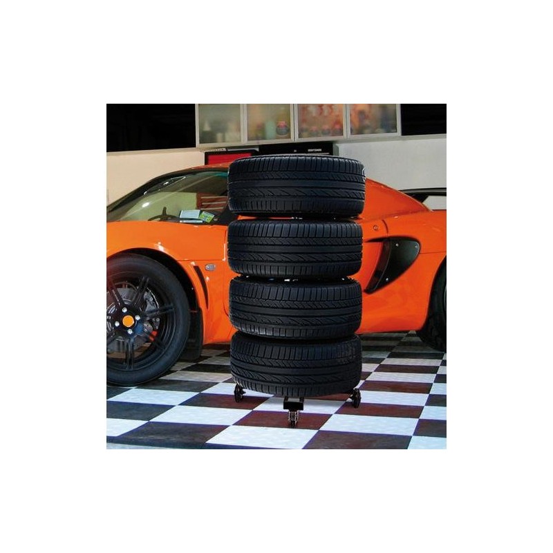 Wheeled rim and tyre stand