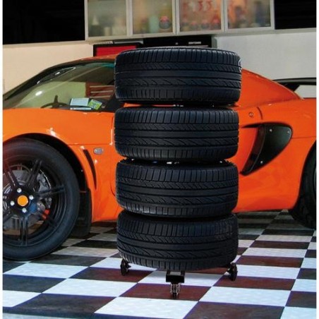 Wheeled rim and tyre stand Wheeled rim and tyre stand