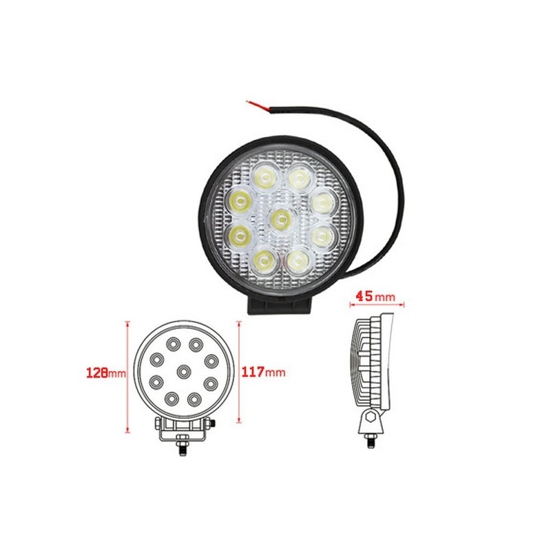 LED feu de travail offroad - 27W/6500K/Blanc