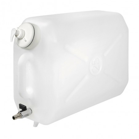 Plastic water jerry can with metal tap and soap-dispenser - 25 L