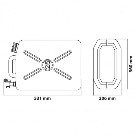 Plastic water jerry can with metal tap and soap-dispenser - 25 L