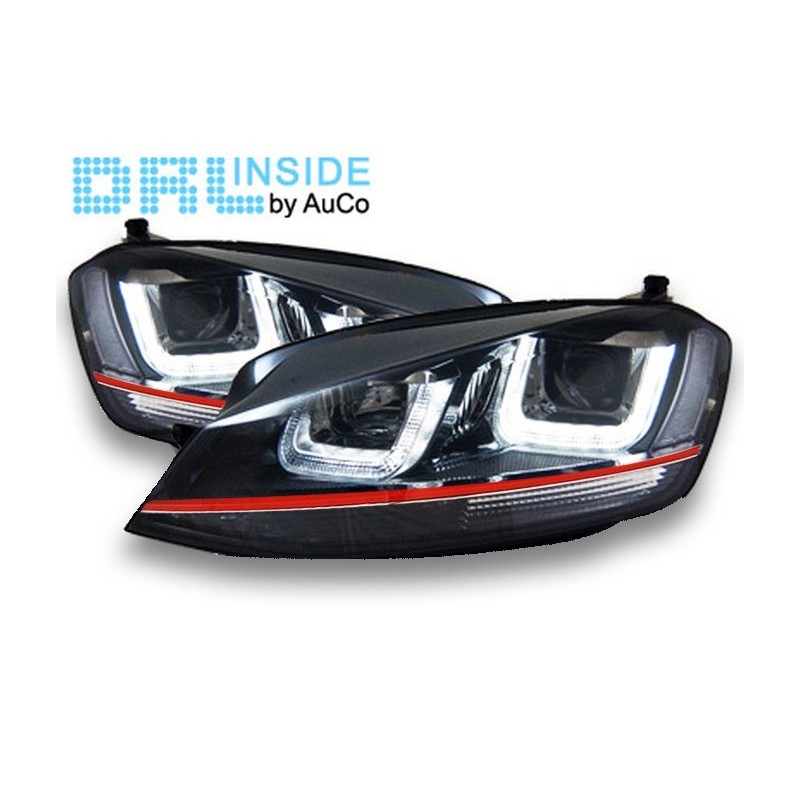 Projecteurs avec Feux Diurnes LED pour VW GOLF 7 (RED-LINE)