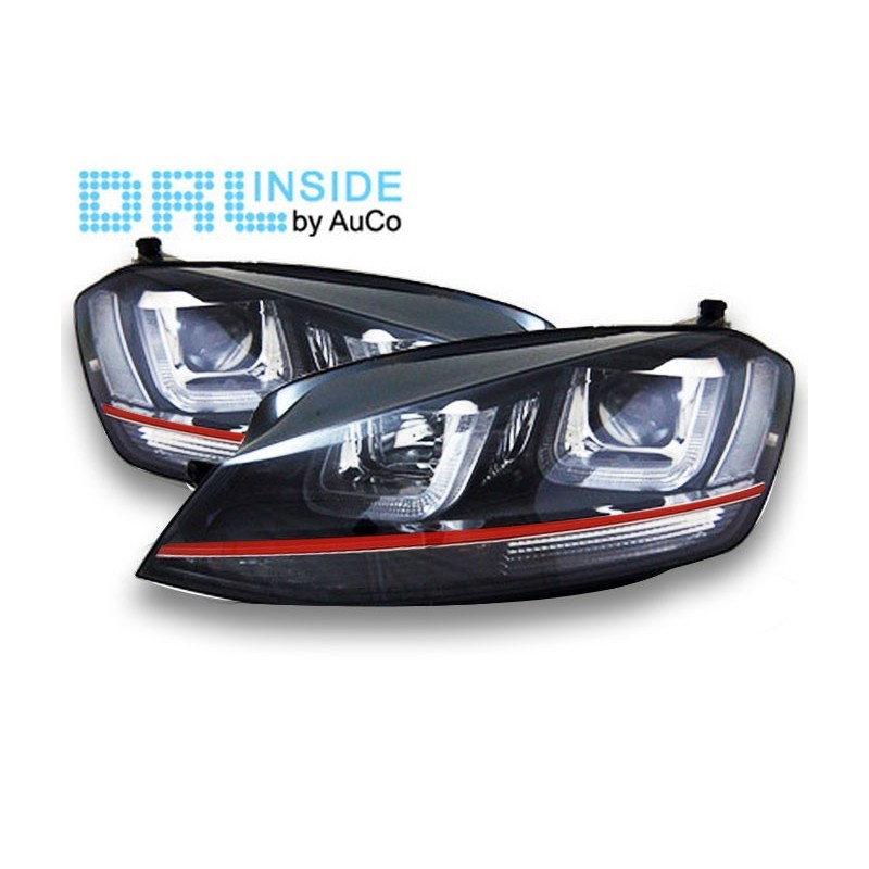 Projecteurs avec Feux Diurnes LED pour VW GOLF 7 (RED-LINE)