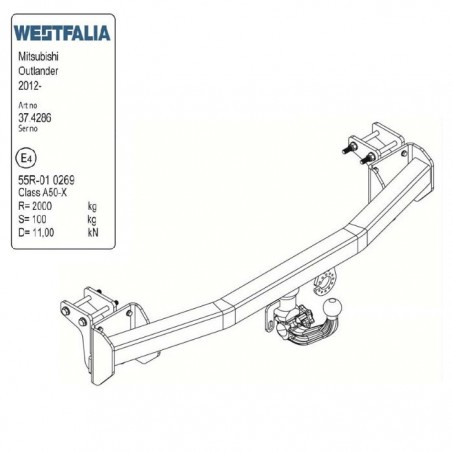 WESTFALIA Attelage de remorque A40V détachable pour MITSUBISHI OUTLANDER 3