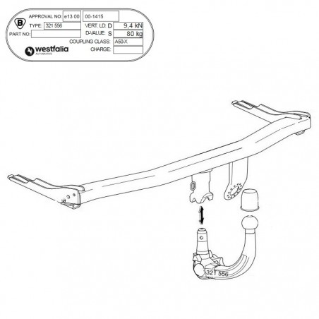 WESTFALIA Attelage de remorque A40V détachable pour VW CADDY 4