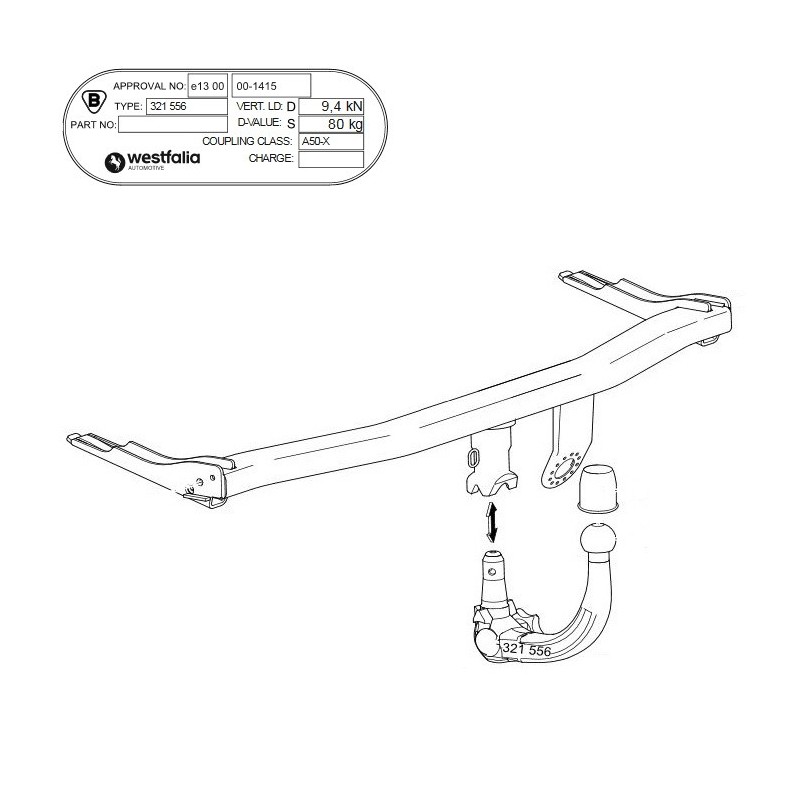 WESTFALIA Attelage de remorque A40V détachable pour VW CADDY 3