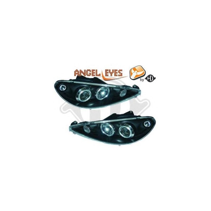 phares design, noir, H1/H1, régl. électr., anneaux       206,