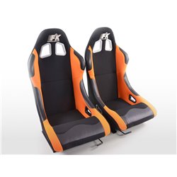 siège baquet modèle Los Angeles (1xgauche+1xdroite) noir/orange,