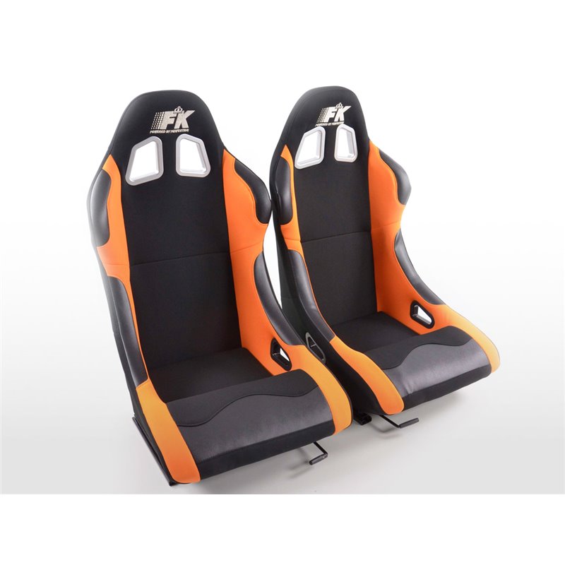 siège baquet modèle Los Angeles (1xgauche+1xdroite) noir/orange,