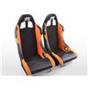 siège baquet modèle Los Angeles (1xgauche+1xdroite) noir/orange,