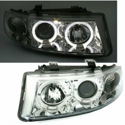 Phares avec anneaux lumineux LED Seat Leon/Toledo 99-04  Chrome