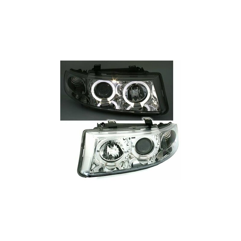 Phares avec anneaux lumineux LED Seat Leon/Toledo 99-04  Chrome