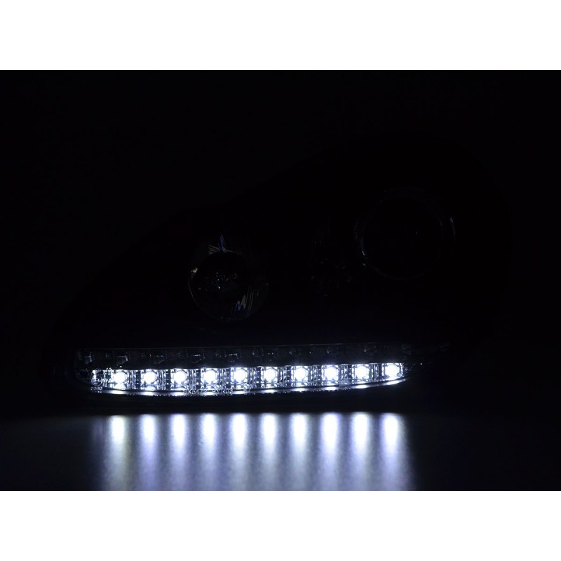Phare avant Xenon Daylight LED DRL look Porsche Cayenne 03-07 noir