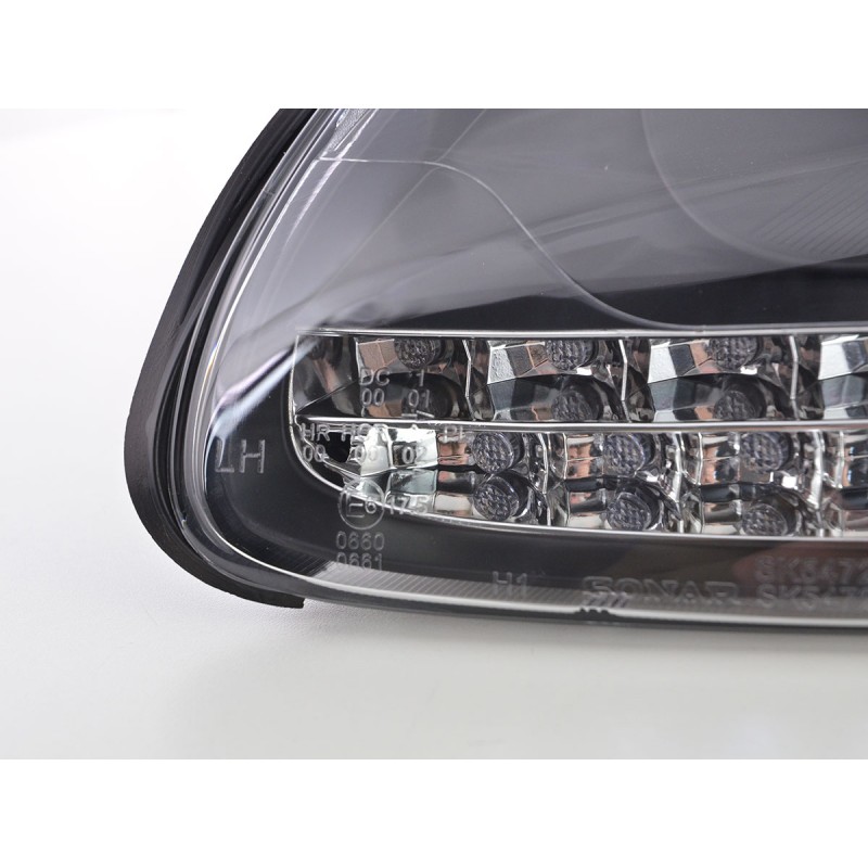 Phare avant Xenon Daylight LED DRL look Porsche Cayenne 03-07 noir
