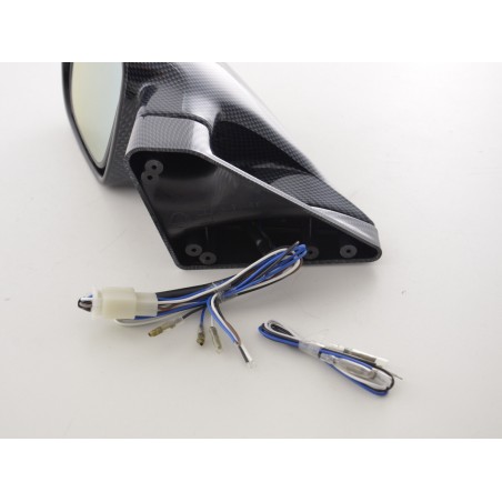 Rétroviseurs extérieurs sport rétroviseurs N-Look 4 pôles réglables avec petit indicateur aspect carbone conduite à gauche Rétroviseurs extérieurs sport rétroviseurs N-Look 4 pôles réglables avec petit indicateur aspect carbone conduite à gauche