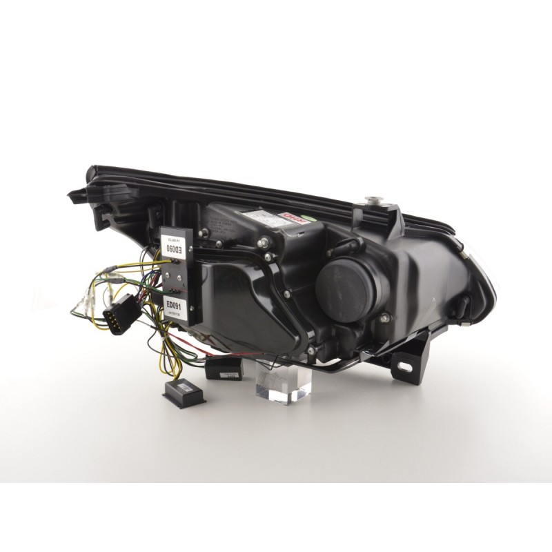 Phares Xenon Angel Eyes LED BMW 5er E60 / E61 05-08 noir pour conduite à droite