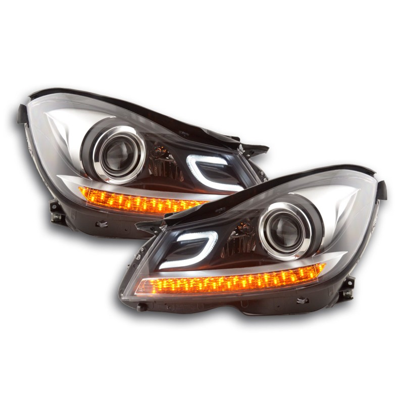 Phare Daylight LED DRL look Mercedes Classe C (204) 2011-2014 noir