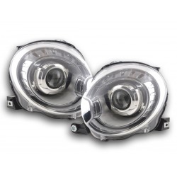 Phares au look xénon Fiat 500 (type 312) à partir de 2010 chromés