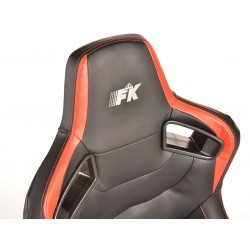 Sièges sport FK Sièges demi-coque pour voiture Set Brême simili cuir noir / rouge aspect carbone