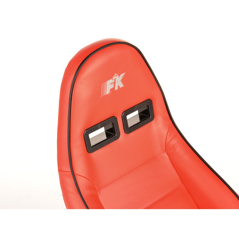 Sièges sport FK Sièges demi-coque de voiture Set Dortmund cuir artificiel passepoil rouge blanc