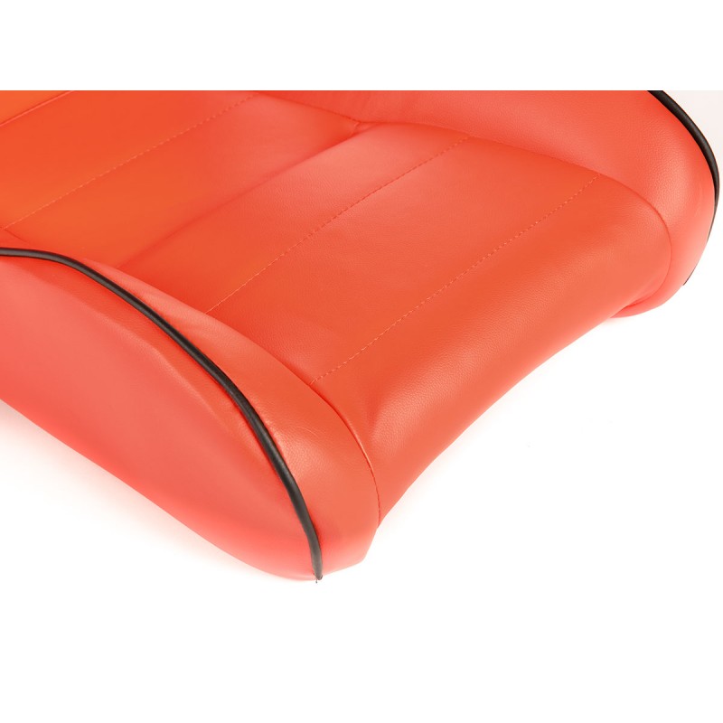 Sièges sport FK Sièges demi-coque de voiture Set Dortmund cuir artificiel passepoil rouge blanc