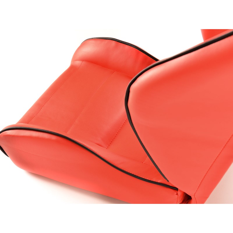 Sièges sport FK Sièges demi-coque de voiture Set Dortmund cuir artificiel passepoil rouge blanc