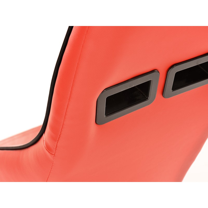 Sièges sport FK Sièges demi-coque de voiture Set Dortmund cuir artificiel passepoil rouge blanc