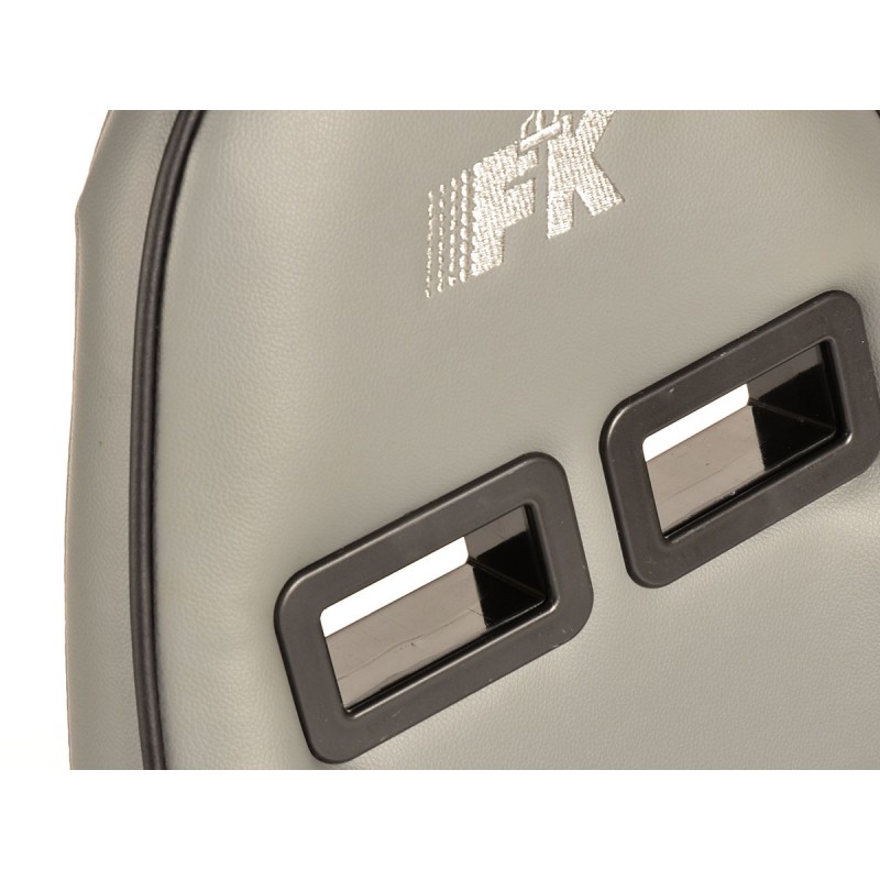 Sièges sport FK Sièges demi-coque pour voiture Set Dortmund cuir artificiel passepoil gris blanc