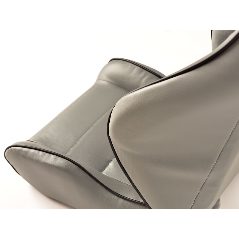 Sièges sport FK Sièges demi-coque pour voiture Set Dortmund cuir artificiel passepoil gris blanc