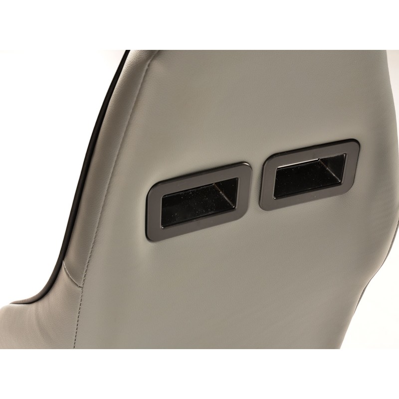 Sièges sport FK Sièges demi-coque pour voiture Set Dortmund cuir artificiel passepoil gris blanc