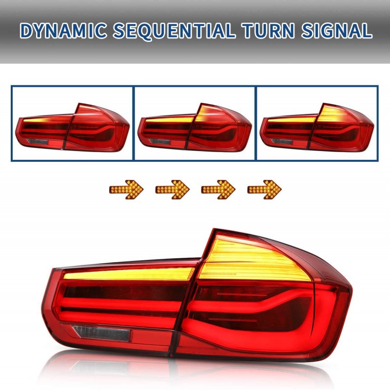 VLAND OLED Feux arrière Compatible pour BM-W F30 F35 F80 M3 Sedan 6th Gen 2012-2018 feu de queue,avec clignotants séquentiels