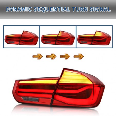 VLAND OLED Feux arrière Compatible pour BM-W F30 F35 F80 M3 Sedan 6th Gen 2012-2018 feu de queue,avec clignotants séquentiels
