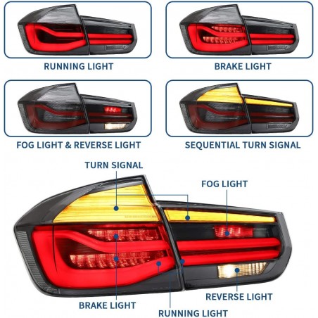 VLAND OLED Feux arrière Compatible pour BM-W F30 F35 F80 M3 Sedan 6th Gen 2012-2018 feu de queue,avec clignotants séquentiels