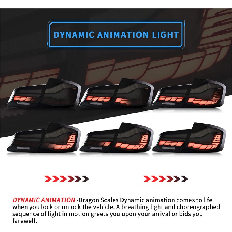 VLAND OLED Feux arrière Compatible pour B-M-W 5 Série F10 F18 M5 Seden/Saloon 2010-2016 (Ne convient pas aux F11 et F07) Feu