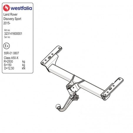 WESTFALIA Attelage de remorque A40V détachable pour LAND ROVER DISCOVERY SPORT