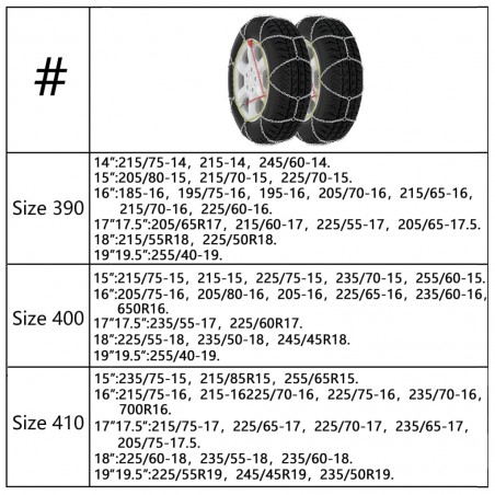 Chaînes à neige roue voiture 2pcs 12 mm KN 120