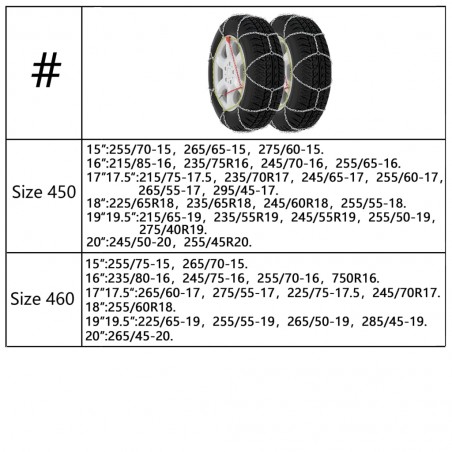 Chaînes à neige roue voiture 2pcs 12 mm KN 120