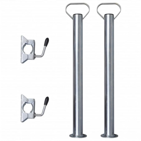 vidaXL 2 tubes de support et 2 pinces fendues pour roue de jauge 48 mm