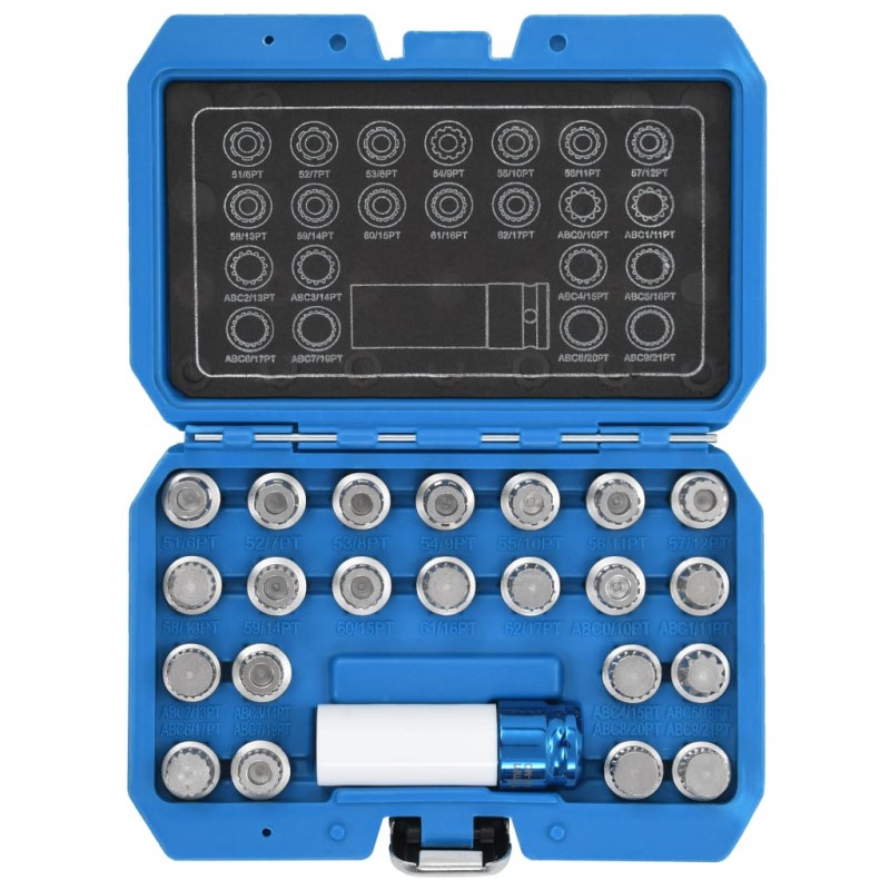 vidaXL Jeu de douilles de verrouillage de jante 23 pcs pour VAG