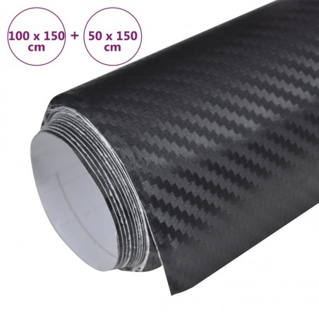 vidaXL Films 3D de voiture 2 pcs Noir 100x150 cm+50x150 cm